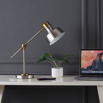 Allegra 18.5" Classic Farmhouse Adjustable Cantilever LED Task Lamp with USB Charging Port - JONATHAN Y